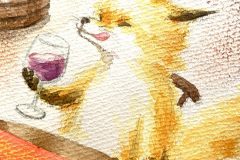 山ぶどうで作ったワインを飲む狐