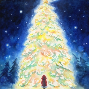 流れ星とクリスマスツリー