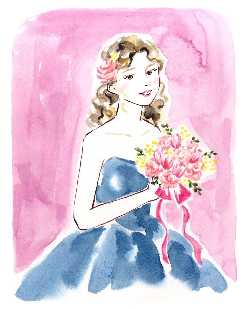 青いドレスの花嫁