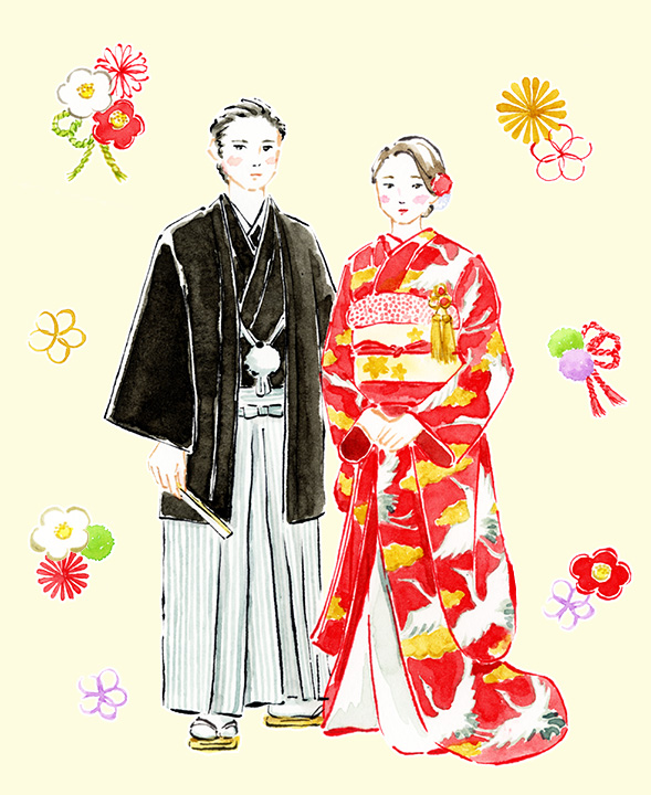 和装,袴,打掛,鶴,椿,和小物,結婚式イメージ,結婚情報誌,結婚式カット